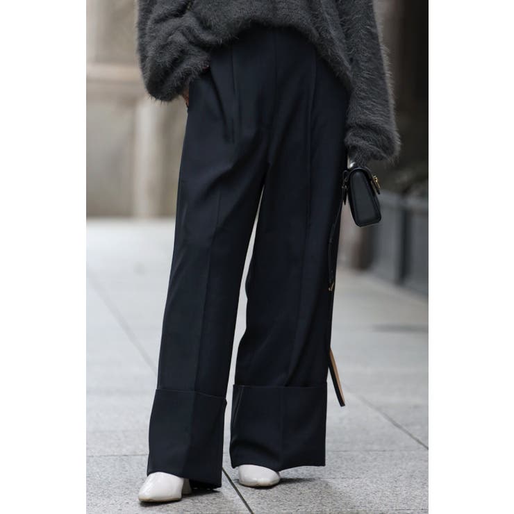 LIGHT-BLACK | ブロードロールアップワイドパンツ 88-003057 | BONJOUR SAGAN