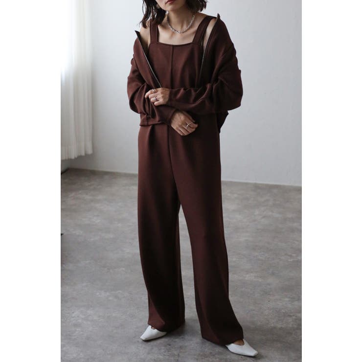 BROWN | ノーカラーブルゾン×オールインワンセット 88-003109 | BONJOUR SAGAN