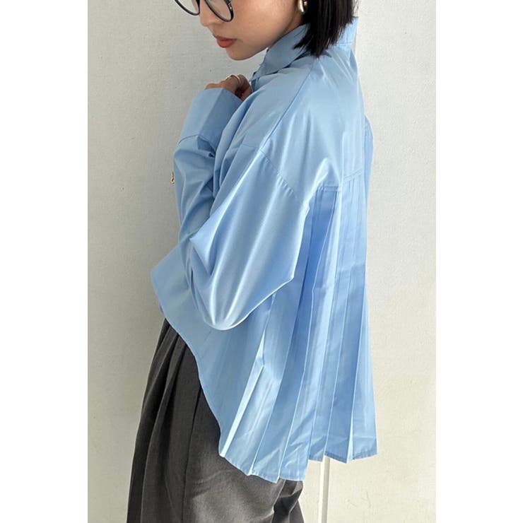 LIGHT-BLUE | クロップド丈バックプリーツシャツ 88-003112 | BONJOUR SAGAN
