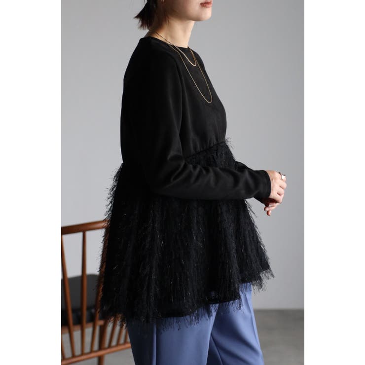 切替フェザージャガードフリンジ長袖プルオーバー 88-003120 | BONJOUR SAGAN | 詳細画像6 