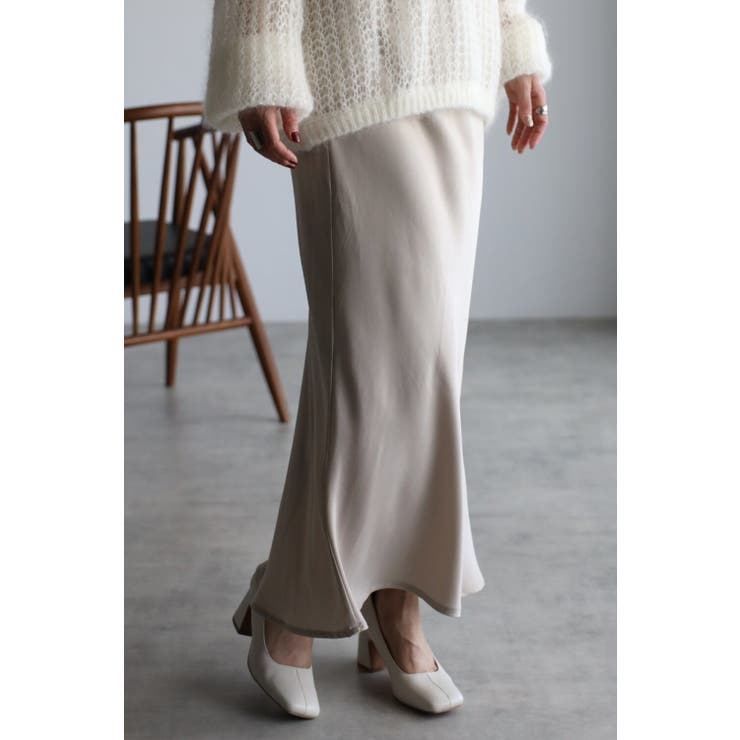 LIGHT-BEIGE | マットサテンスカート 88-003133 | BONJOUR SAGAN