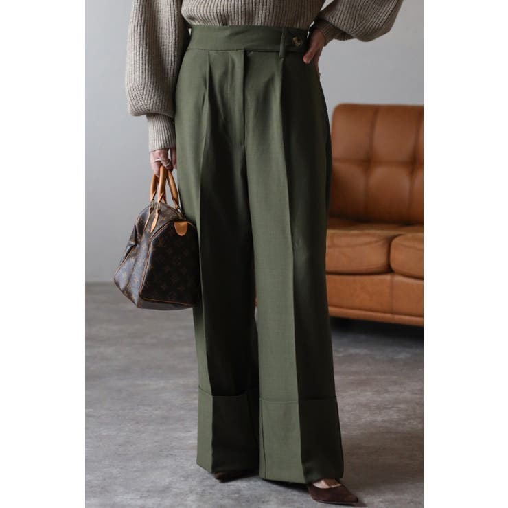 KHAKI | ブロードロールアップパンツ 88-003406 | BONJOUR SAGAN