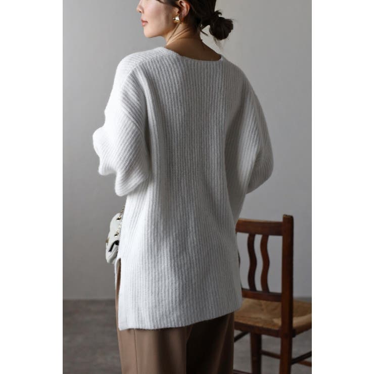 片畦編みヤーンVネックニット 88-003412 | BONJOUR SAGAN | 詳細画像5 