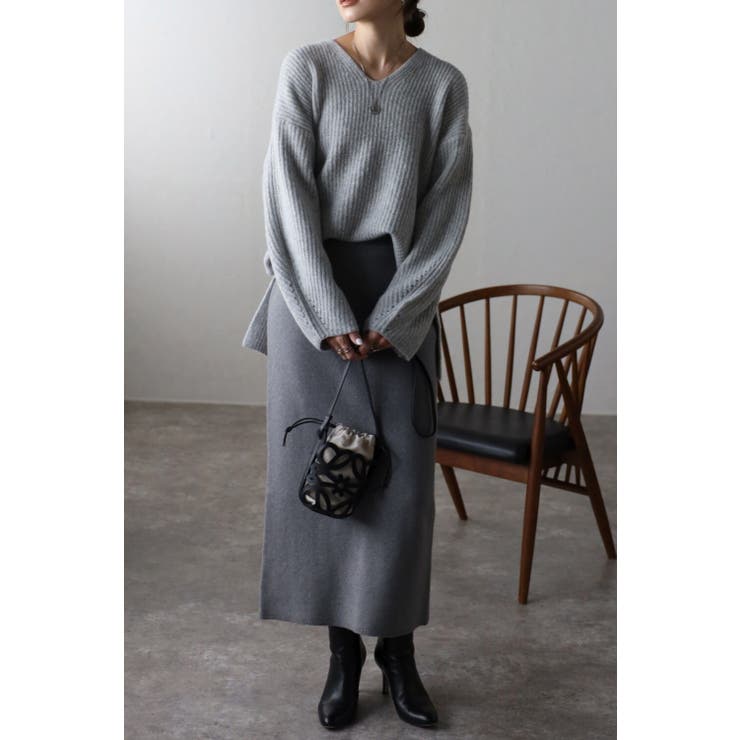 片畦編みヤーンVネックニット 88-003412 | BONJOUR SAGAN | 詳細画像9 