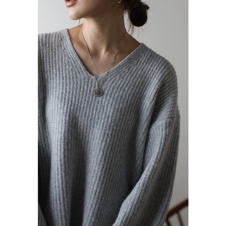 片畦編みヤーンVネックニット 88-003412 | BONJOUR SAGAN | 詳細画像14 