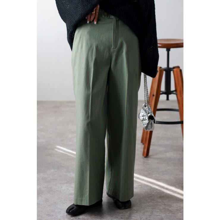 KHAKI | ツイルストレートパンツ 88-003415 | BONJOUR SAGAN