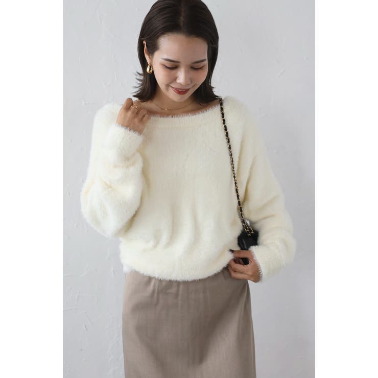 IVORY | フェザーオフショルニットトップス 88-004399 | BONJOUR SAGAN