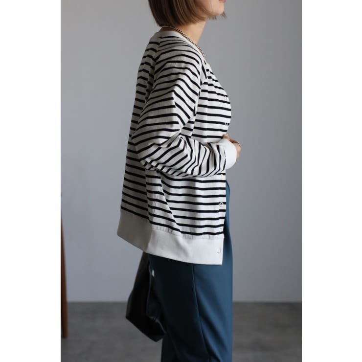 スナップボタンボーダーカーディガン 77-001838 | BONJOUR SAGAN | 詳細画像2 