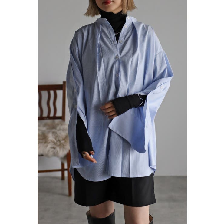 オープンスリーブネックタックストライプシャツ 77-001950 | BONJOUR SAGAN | 詳細画像11 