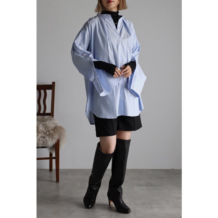 オープンスリーブネックタックストライプシャツ 77-001950 | BONJOUR SAGAN | 詳細画像12 