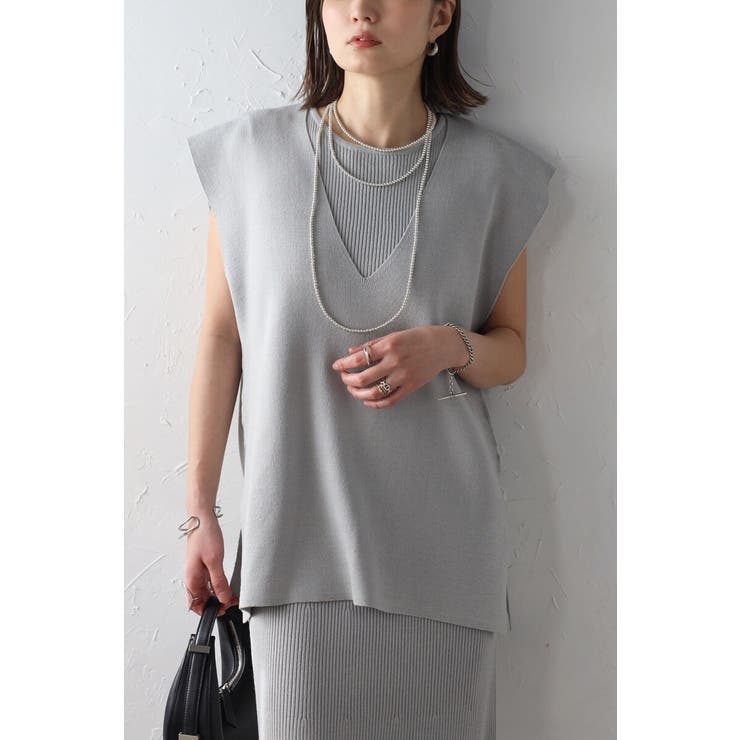 [SET]サマーニットVネックベスト×バックジップワンピース 11 003733 | BONJOUR SAGAN | 詳細画像4 