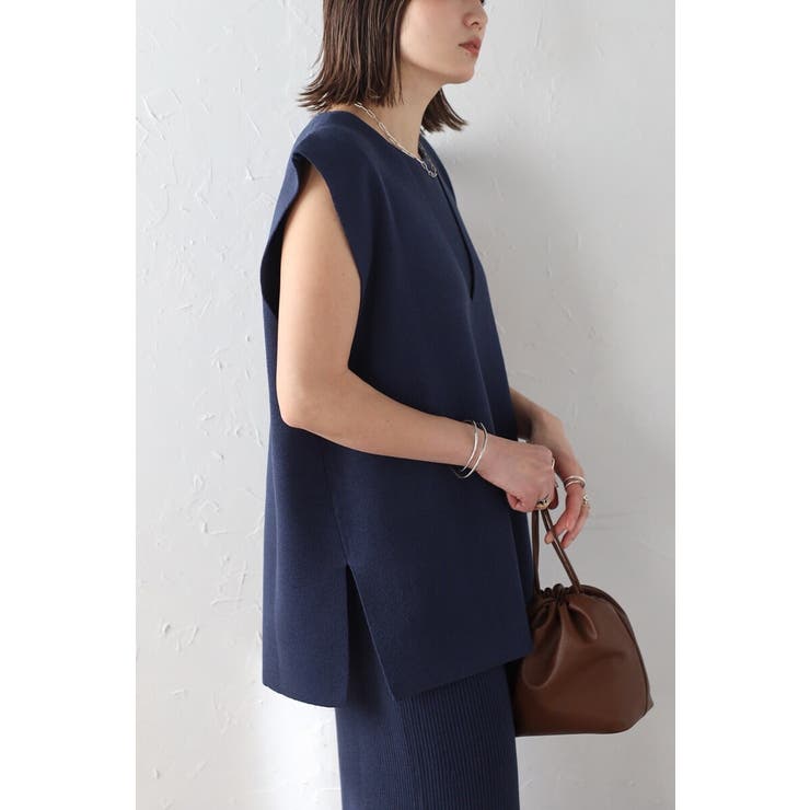 [SET]サマーニットVネックベスト×バックジップワンピース 11 003733 | BONJOUR SAGAN | 詳細画像6 