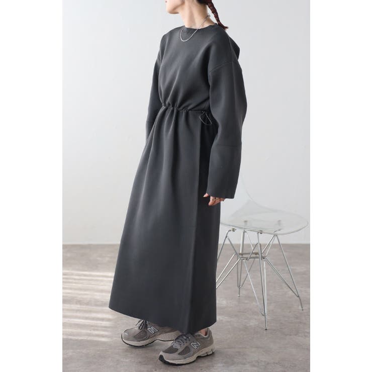 CHARCOAL-GRAY | ドロスト切替ランタンスリーブワンピース 77-003459 | BONJOUR SAGAN