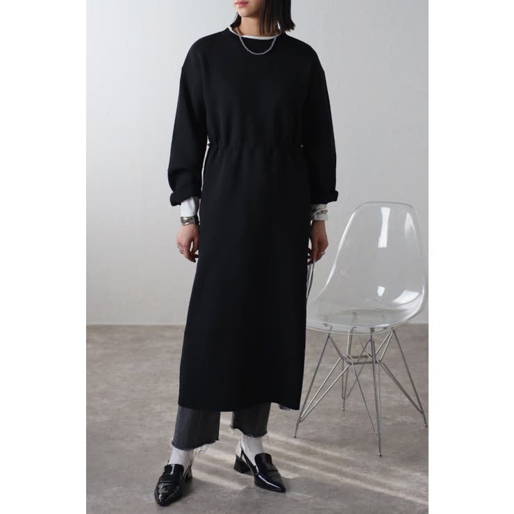 BLACK | ドロスト切替ランタンスリーブワンピース 77-003459 | BONJOUR SAGAN