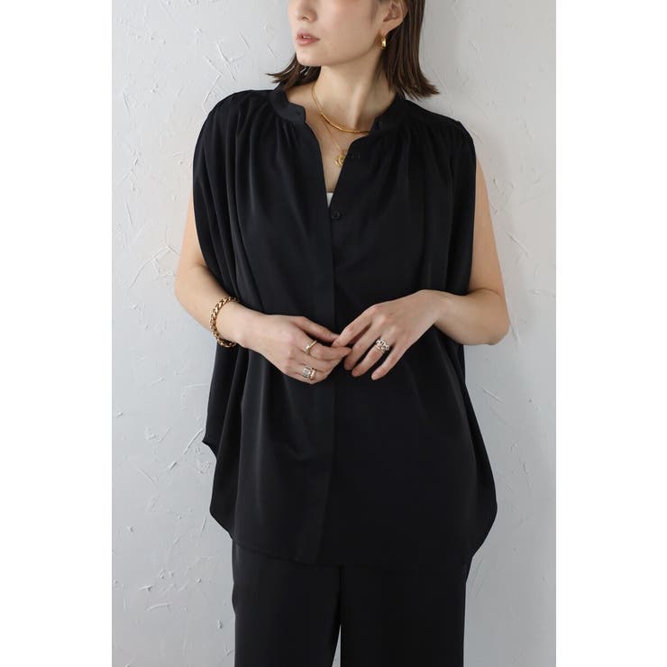 マットサテンノースリブラウス×パンツセットアップ 77-003664 | BONJOUR SAGAN | 詳細画像2 