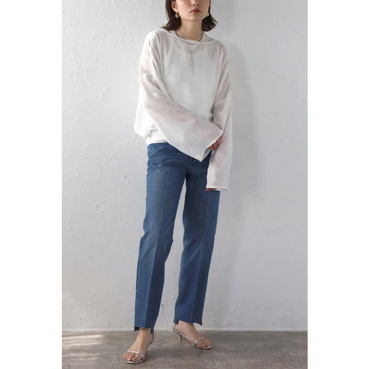 ステップカットテーパードデニムパンツ 77-003671 | BONJOUR SAGAN | 詳細画像1 