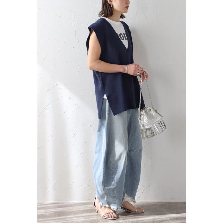 サマーニットVネックボクシーベスト 77-003720 | BONJOUR SAGAN | 詳細画像4 