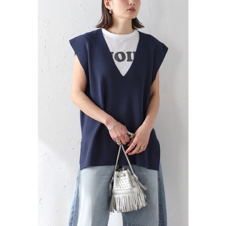 サマーニットVネックボクシーベスト 77-003720 | BONJOUR SAGAN | 詳細画像7 