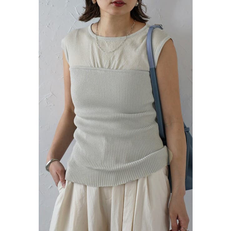 LIGHT-GRAY | ビスチェドッキングノースリニット 77-003724 | BONJOUR SAGAN