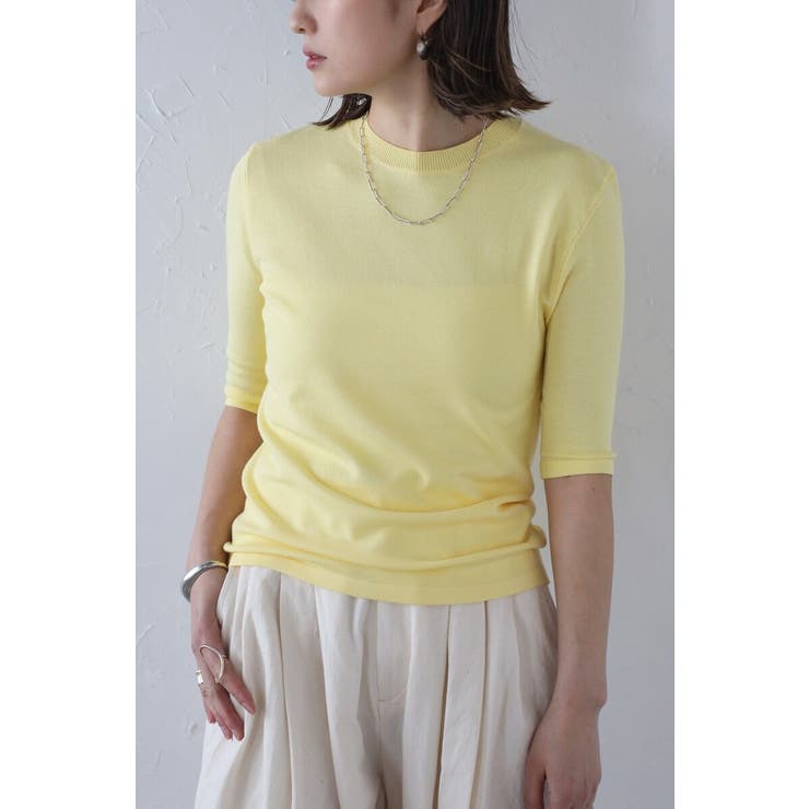 LIGHT-YELLOW | 接触冷感ダイバーニットT 77-003754 | BONJOUR SAGAN