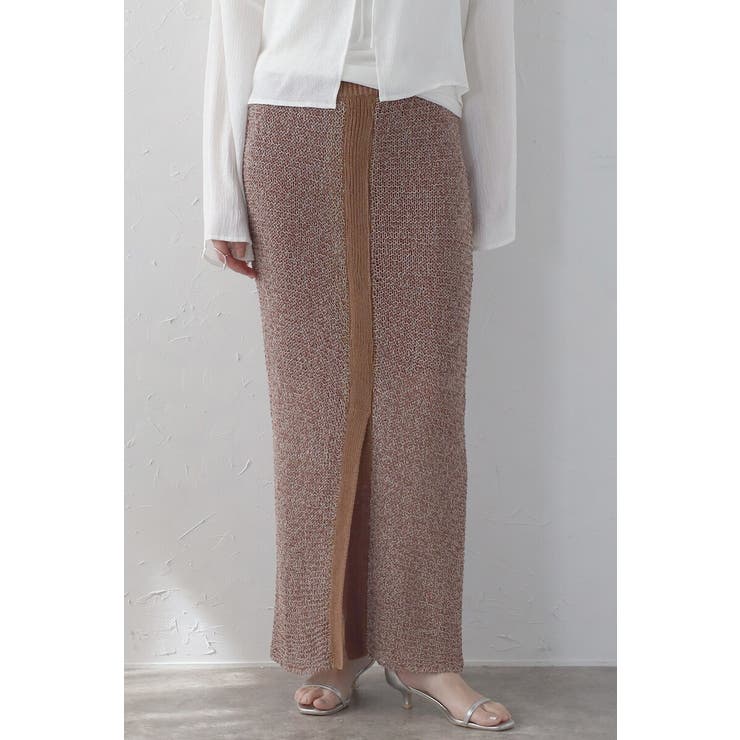 BROWN | 前後2WAYミックスカラーニットスカート 77-003788 | BONJOUR SAGAN