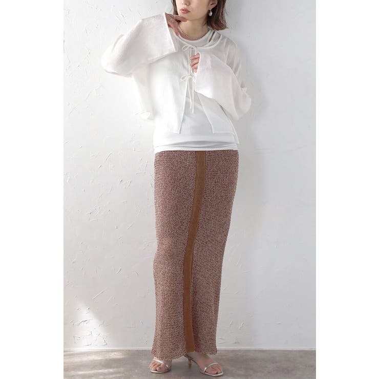 前後2WAYミックスカラーニットスカート 77-003788 | BONJOUR SAGAN | 詳細画像1 