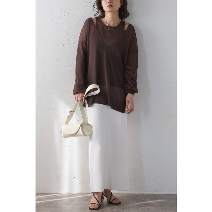 シアーニットアメスリタンク×Vネックプルオーバーセット 77-003793 | BONJOUR SAGAN | 詳細画像4 