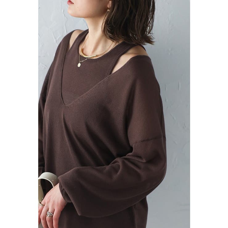 シアーニットアメスリタンク×Vネックプルオーバーセット 77-003793 | BONJOUR SAGAN | 詳細画像9 