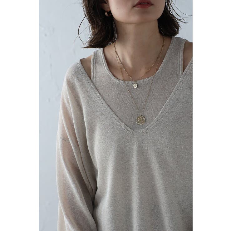 シアーニットアメスリタンク×Vネックプルオーバーセット 77-003793 | BONJOUR SAGAN | 詳細画像18 