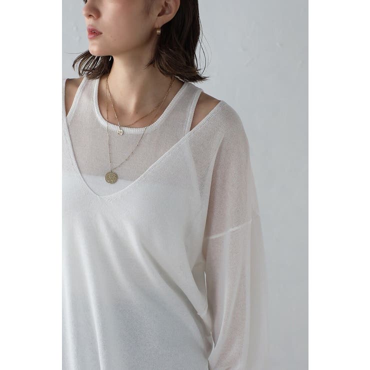 シアーニットアメスリタンク×Vネックプルオーバーセット 77-003793 | BONJOUR SAGAN | 詳細画像27 