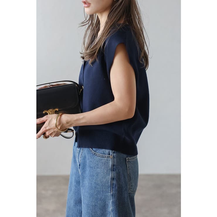 ゴールド釦ボクシーニットベスト 77-003817 | BONJOUR SAGAN | 詳細画像8 