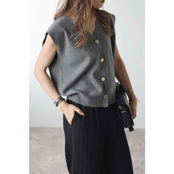 ゴールド釦ボクシーニットベスト 77-003817 | BONJOUR SAGAN | 詳細画像25 