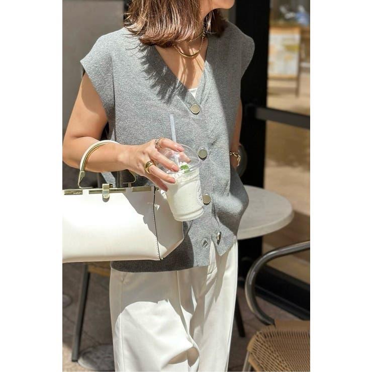 ゴールド釦ボクシーニットベスト 77-003817 | BONJOUR SAGAN | 詳細画像40 