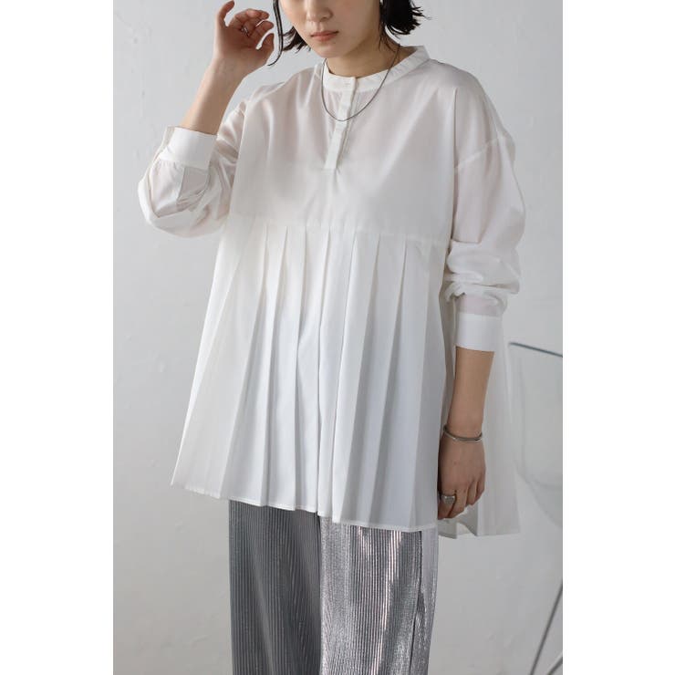 プリーツ切替バンドカラーシャツ | BONJOUR SAGAN | 詳細画像1 