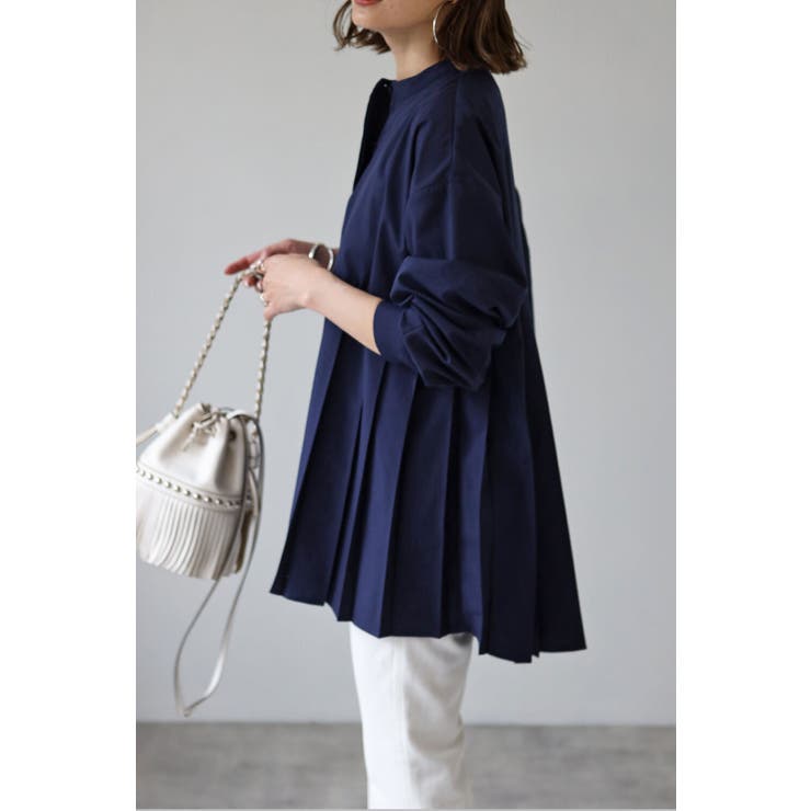 プリーツ切替バンドカラーシャツ | BONJOUR SAGAN | 詳細画像8 