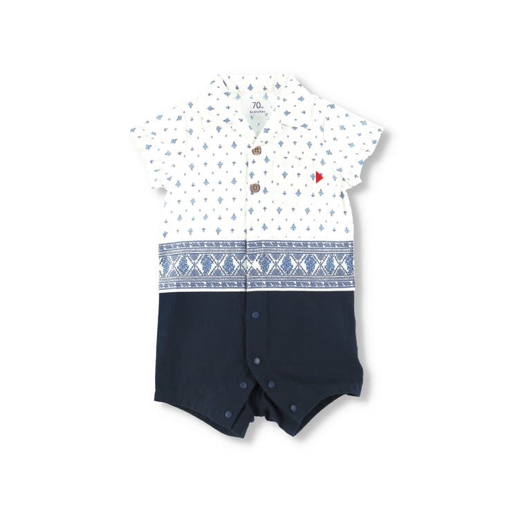 プロヴァンスプリントシャツレイヤード半袖カバーオール 子供服 キッズ | ブランシェス | 詳細画像2 