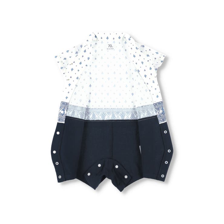 プロヴァンスプリントシャツレイヤード半袖カバーオール 子供服 キッズ | ブランシェス | 詳細画像4 