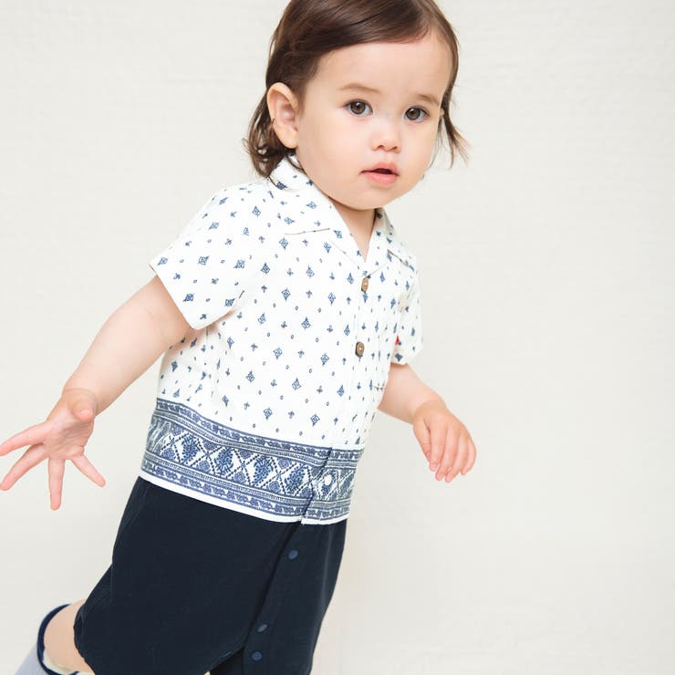 プロヴァンスプリントシャツレイヤード半袖カバーオール 子供服 キッズ | ブランシェス | 詳細画像5 