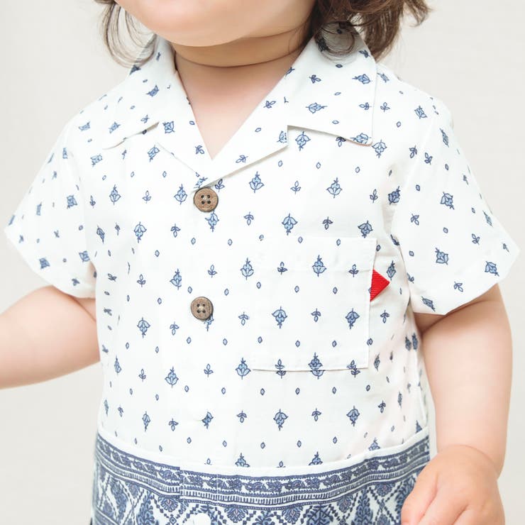 プロヴァンスプリントシャツレイヤード半袖カバーオール 子供服 キッズ | ブランシェス | 詳細画像9 