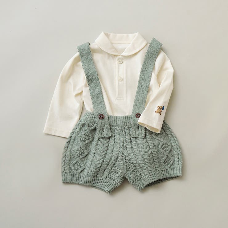 ライトグリーン | ニットサロペット＋ボディースーツセット | ブランシェス