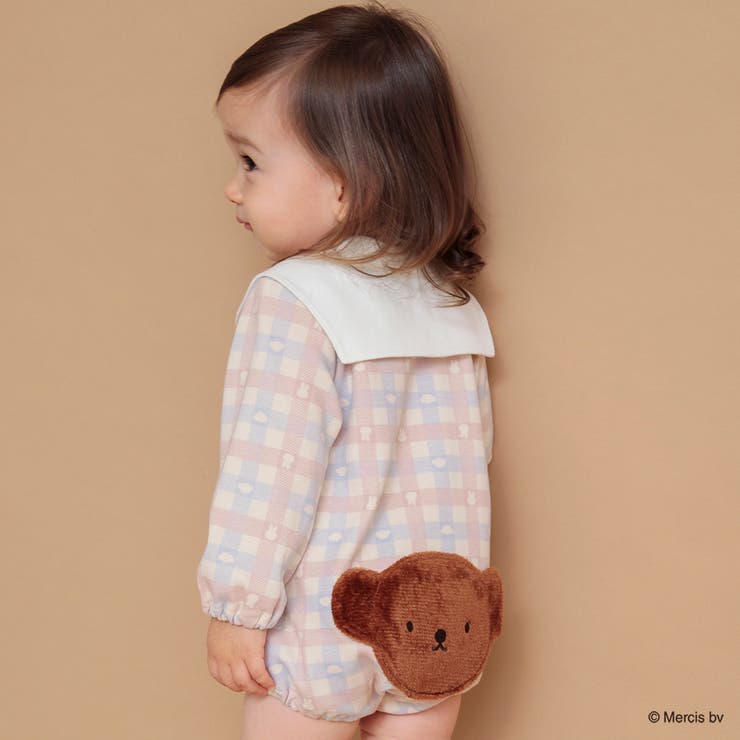 ベージュ | 【boris/ボリス】おしりモチーフ長袖カバーオール | ブランシェス