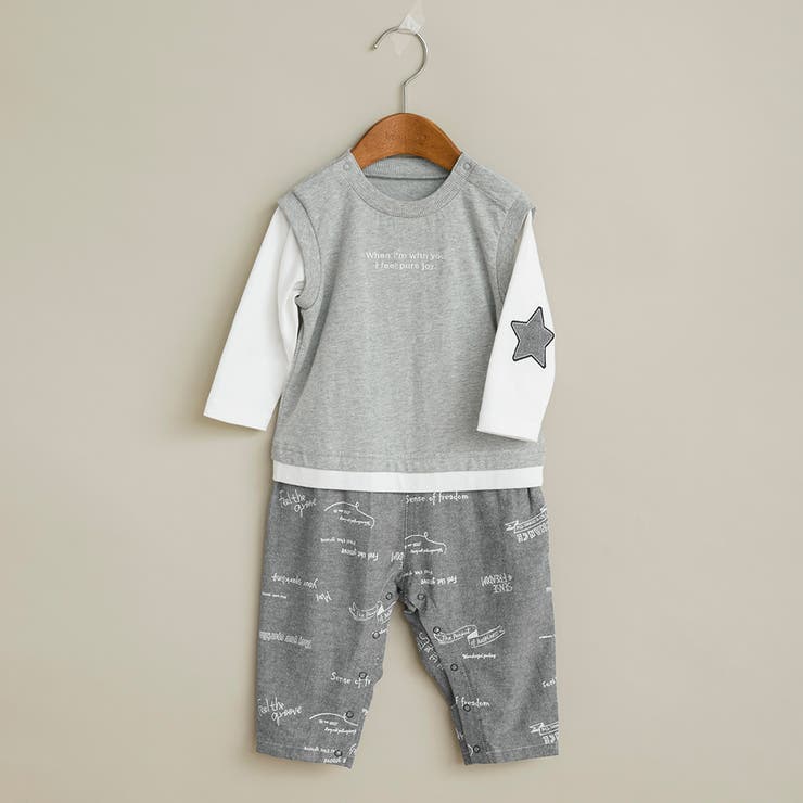 杢グレー | 星モチーフ長袖カバーオール | ブランシェス