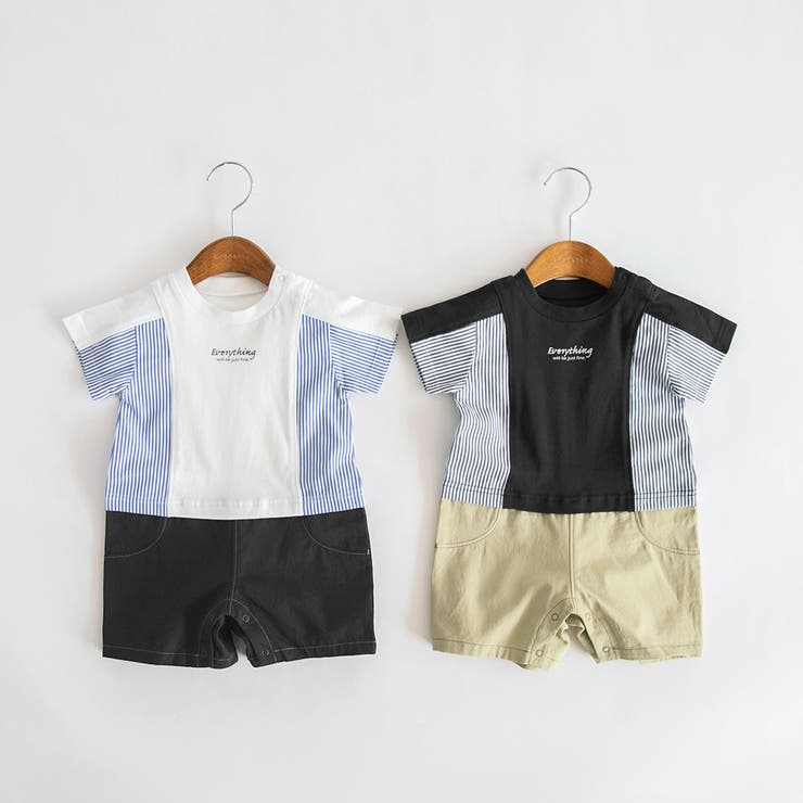 【キッズとリンクコーデ】異素材切り替え半袖カバーオール | ブランシェス | 詳細画像11 