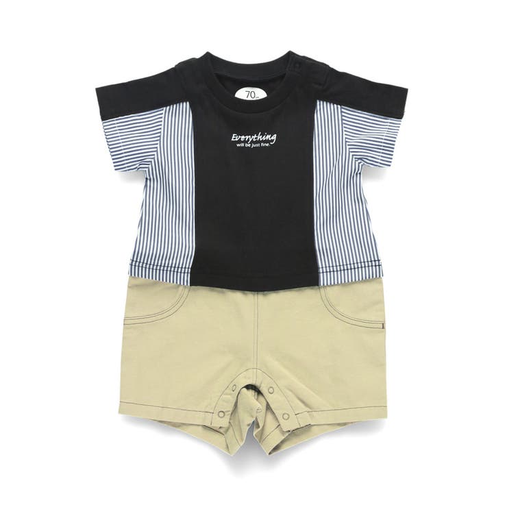 【キッズとリンクコーデ】異素材切り替え半袖カバーオール | ブランシェス | 詳細画像13 