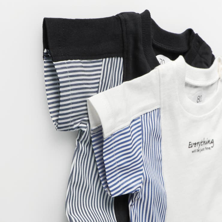 【キッズとリンクコーデ】異素材切り替え半袖カバーオール | ブランシェス | 詳細画像6 