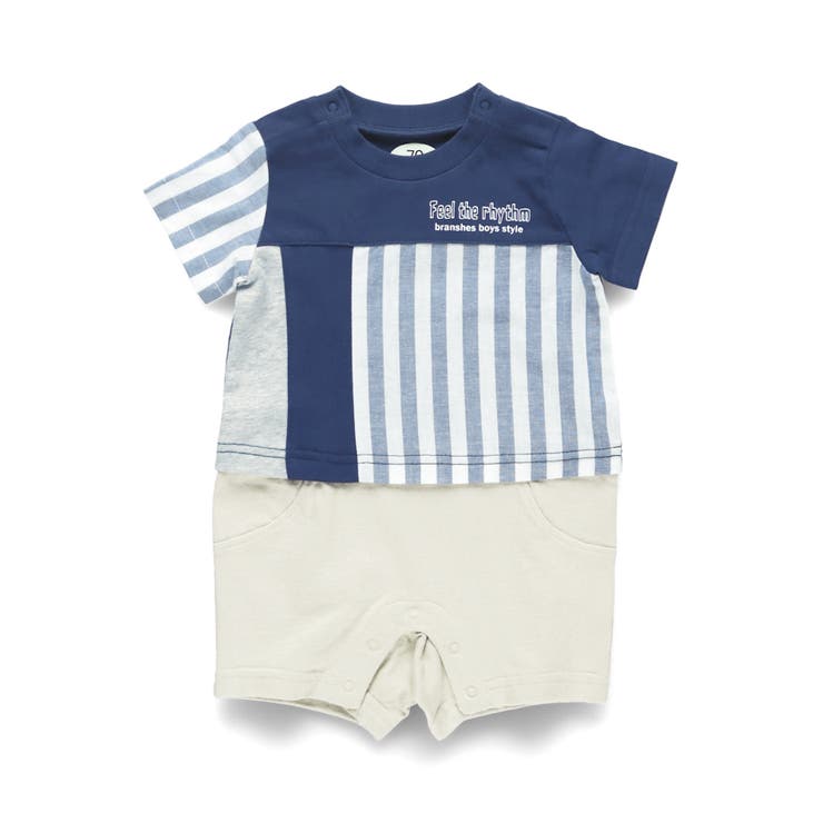 【おそろい】異素材切り替え半袖カーバーオール | ブランシェス | 詳細画像2 