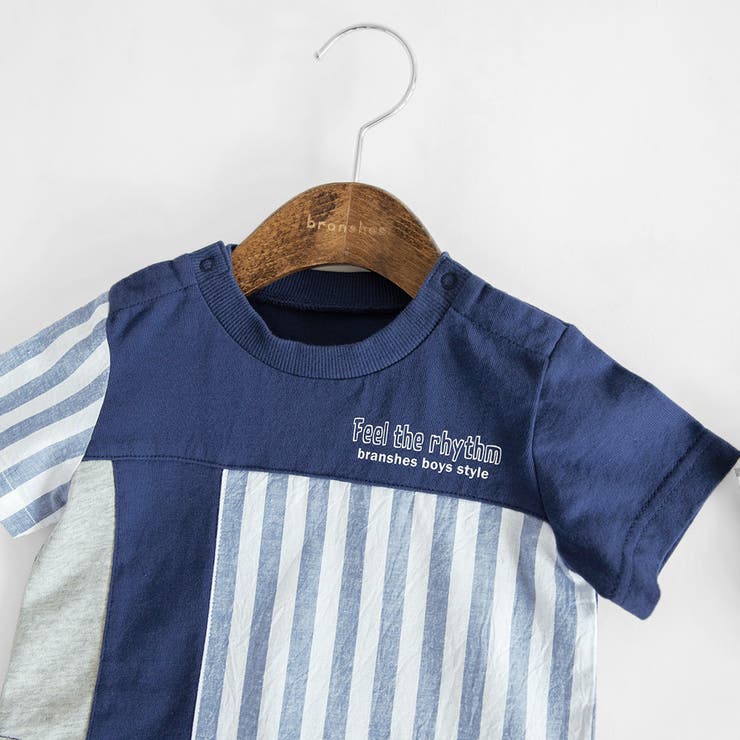 【おそろい】異素材切り替え半袖カーバーオール | ブランシェス | 詳細画像3 