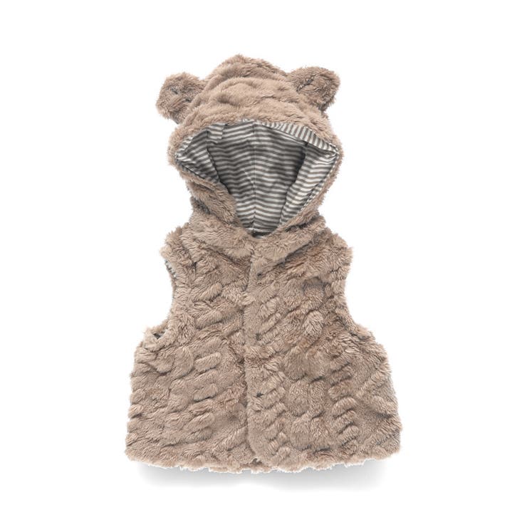【ベビー】ケーブル柄クマ耳ベスト | ブランシェス | 詳細画像1