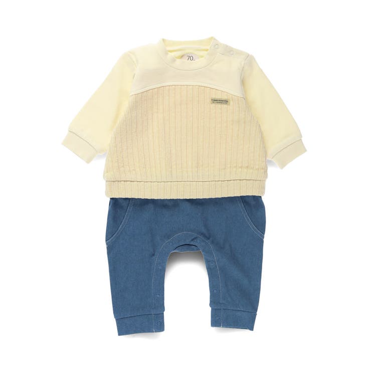 【おそろい】異素材切り替えカバーオール | ブランシェス | 詳細画像1 