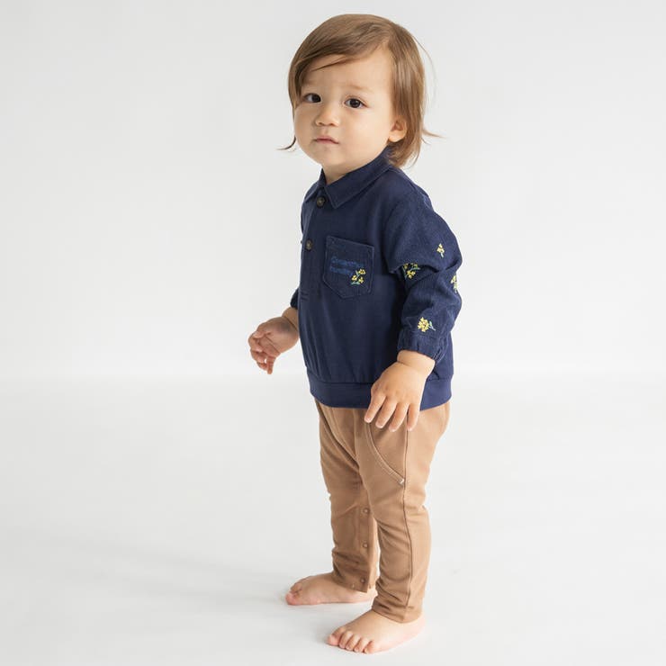 ネイビーブルー | 【おそろい】きんもくせい刺しゅうカバーオール | ブランシェス